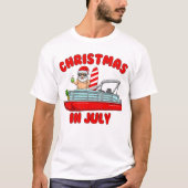 T-shirt Noël En Juillet Père Noël Pontoon Bateau Noël (Devant)