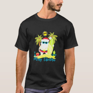 T-shirt Noël En Juillet Père Noël Summer Surfing Beach Sur