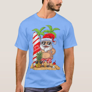 T-shirt Noël En Juillet Père Noël Surf Hawaïen Été Surfi