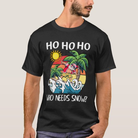 T-shirt Noël En Juillet Père Noël Surf Summer Beach Vacat (Devant)