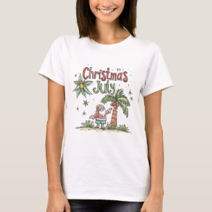 T-shirt Noël en juillet : Père Noël tropical et vacances d