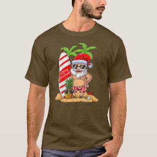 T-shirt Noël en juillet Père Noël Vacances d'été Surf
