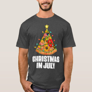 T-shirt Noël en juillet Pizza Xmas Tree Beach Vac d'été