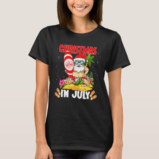 T-shirt Noël En Juillet Plage Santa Claus Été 1 (Devant)