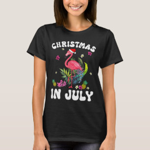 T-shirt Noël en juillet pour femmes flamant rose rose Femm