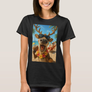 T-shirt Noël En Juillet - Reindeer Selfie Père Noël Garys