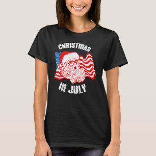 T-shirt Noël En Juillet Retro Hipster Père Noël 4 juillet