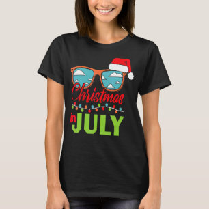 T-shirt Noël En Juillet Santa Chapeau Lunettes de soleil é