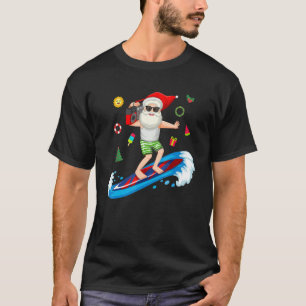 T-shirt Noël En Juillet Santa Claus Surfing Summer Celeb