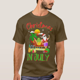 T-shirt Noël En Juillet Santa Clause Palm Tree Beach Sum