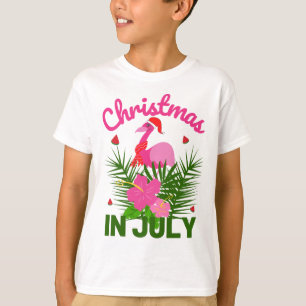 T-shirt Noël en juillet santa flamant rose mignon