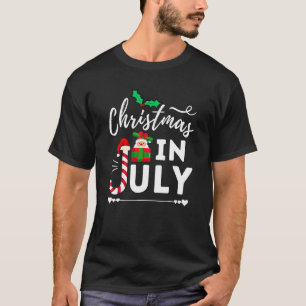 T-shirt Noël En Juillet Santa Hat Hawaiian Beach Été