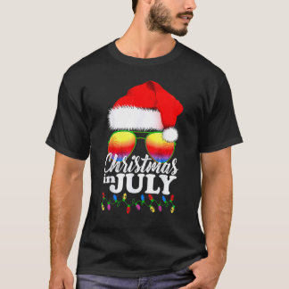 T-shirt Noël En Juillet Santa Hat Lunettes de soleil Cele