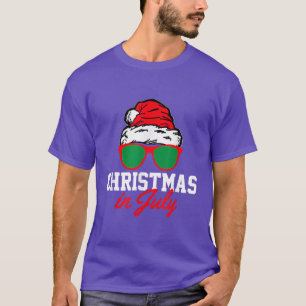 T-shirt Noël En Juillet Santa Hat Lunettes de soleil été F