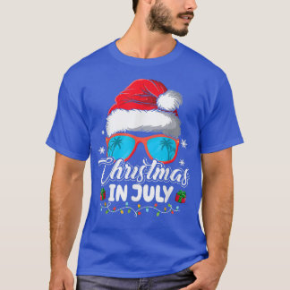 T-shirt Noël en juillet Santa Hat Lunettes de soleil été V