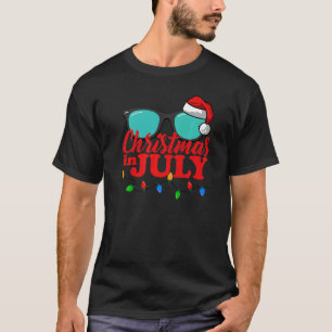 T-shirt Noël En Juillet Santa Hat Lunettes de soleil Hawai