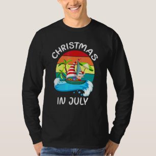 T-shirt Noël en juillet Santa Surfant Vacances d'été à la