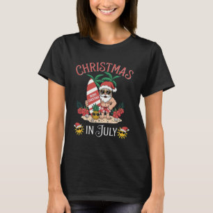 T-shirt Noël en juillet Santa Vacances d'été à la plage
