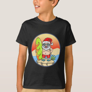 T-shirt Noël en juillet Santa Vacances d'été Plage Fête