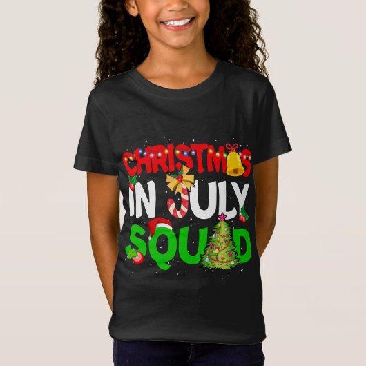 T-Shirt Noël En Juillet Squad Drôle Été Noël (Devant)
