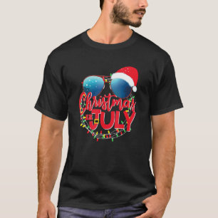 T-shirt Noël En Juillet Sunglass Santa Hat Beach Été