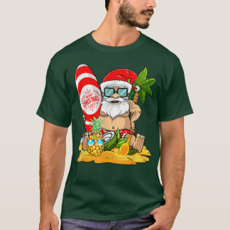 T-shirt Noël En Juillet Surf Funny Père Noël Summer Beach