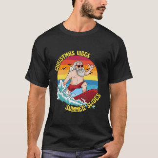 T-shirt Noël En Juillet Surf Père Noël