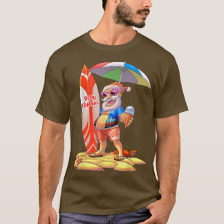 T-shirt Noël en juillet Surfer Père Noël Hawaiian Family M
