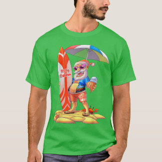 T-shirt Noël en juillet Surfer Père Noël Hawaiian Family M