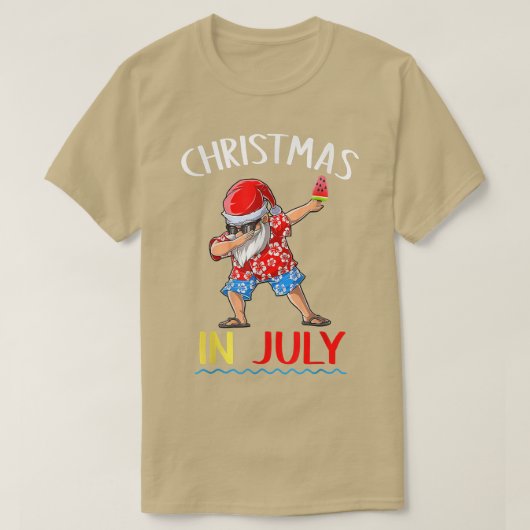 T-shirt Noël En Juillet Tee Dabbing Dabbing Père Noël Été  (Design devant)