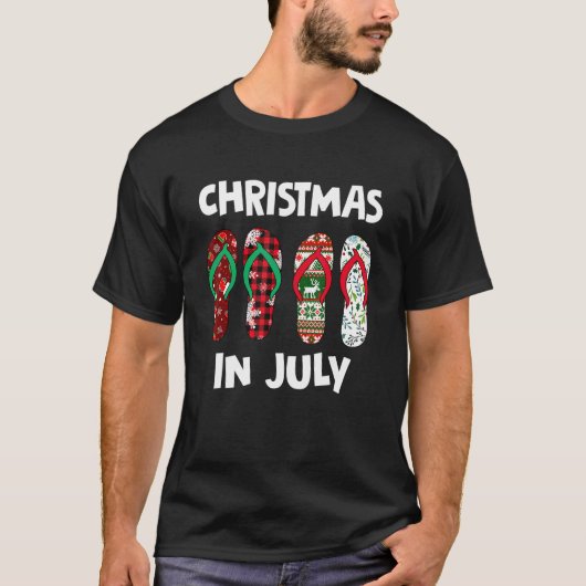 T-shirt Noël En Juillet Vilain Noël Été Flip Flops (Devant)