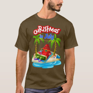 T-shirt Noël En Juillet Watermelon Vacances Funny Vintag