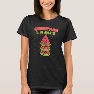 T-shirt Noël En Juillet Watermelon X Mas Tree Lights Sum