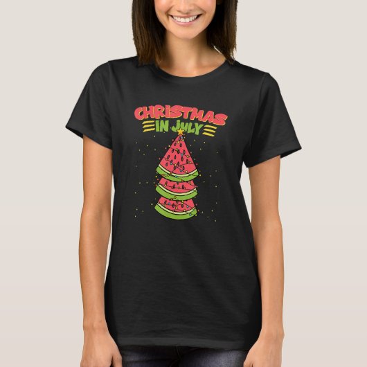 T-shirt Noël En Juillet Watermelon X Mas Tree Lights Sum (Devant)