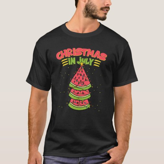 T-shirt Noël En Juillet Watermelon X Mas Tree Lights Sum (Devant)