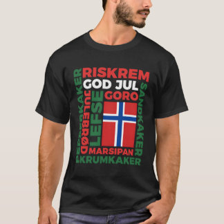 T-shirt Noël En Norvège Chemise à manches longues Dieu Jul