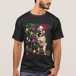 T-shirt Noël en pug