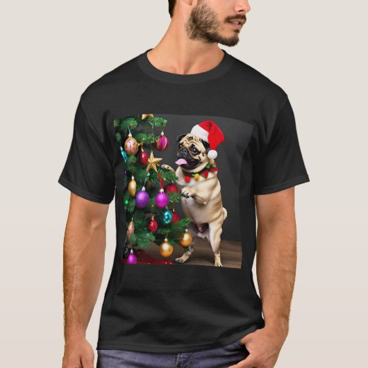 T-shirt Noël en pug (Devant)