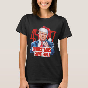 T-shirt Noël est arrivé tôt drôle Donald Trump Père Noël C