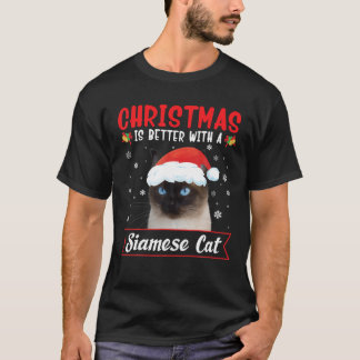 T-shirt Noël Est Mieux Avec Un Chat Siamois Joyeux Noël