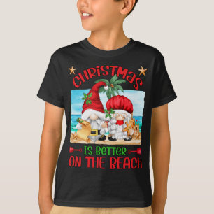 T-shirt Noël Est Mieux Sur La Plage Avec Drôle Père Noël