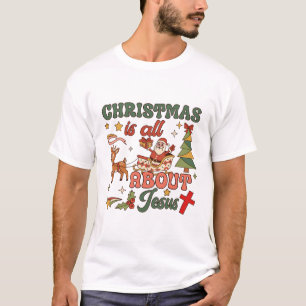 T-shirt Noël est tout sur Jésus Santa Traîneau Renne