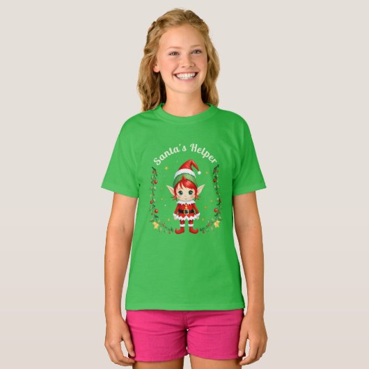 T-shirt Noël festif de père Noël Little Helper Elf (Devant entier)