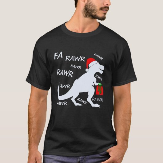 T-shirt Noël Fête Santa Hat Dinosaur Fa Rawr T Rex Dino (Devant)