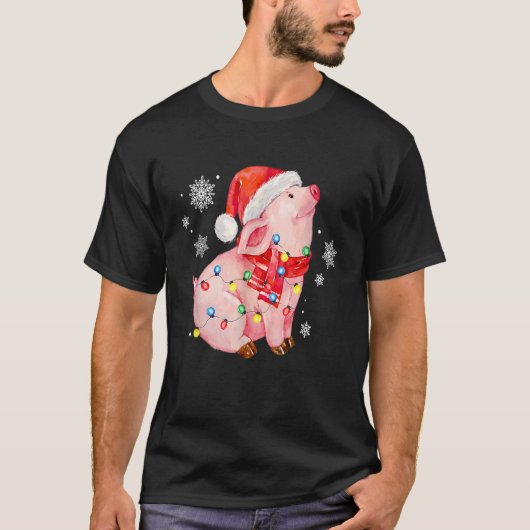 T-shirt Noël Feux de cochon Santa Hat Cadeau pour garçons  (Devant)