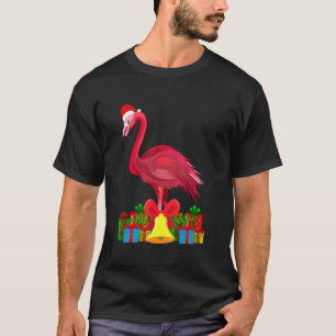 T-shirt Noël Flamant rose rose tropical avec décorations