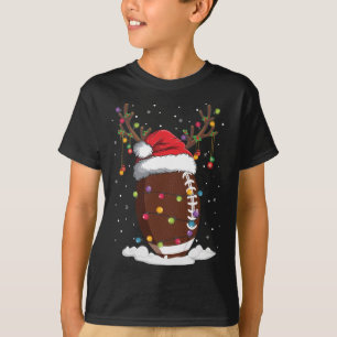 T-shirt Noël Football Reindeer Funny Santa Hat Noël