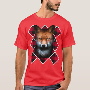 T-shirt Noël Fox Red Plaid Motif Santa Claus T-Shir