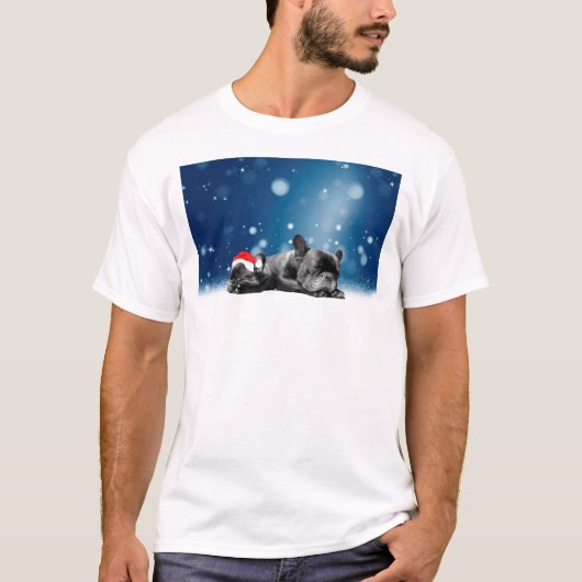 T-shirt Noël Français Chien de taule Chien Chien de Chien  (Devant)