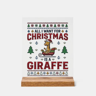 T-Shirt Noël Girafe Chariot Drôle Vacances Des